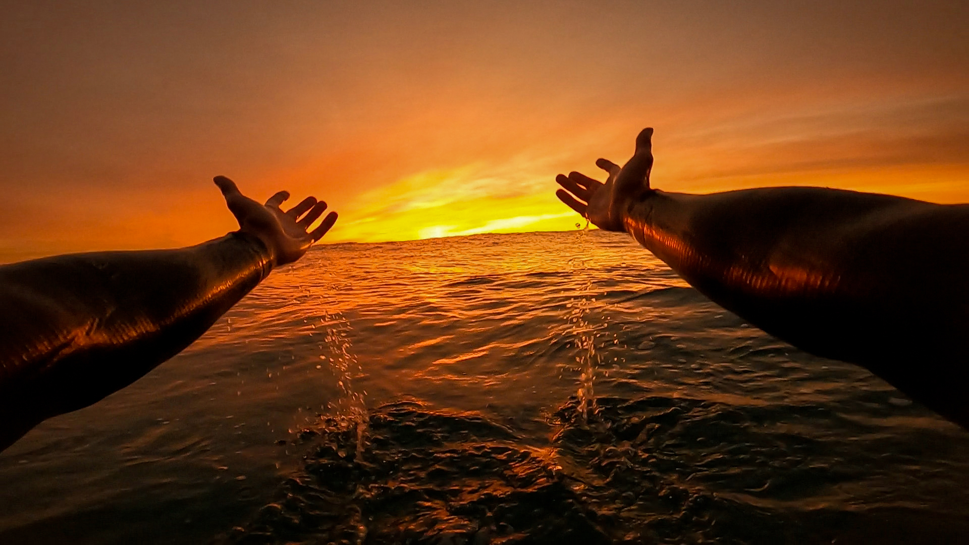 Point-of-view sunset from the water